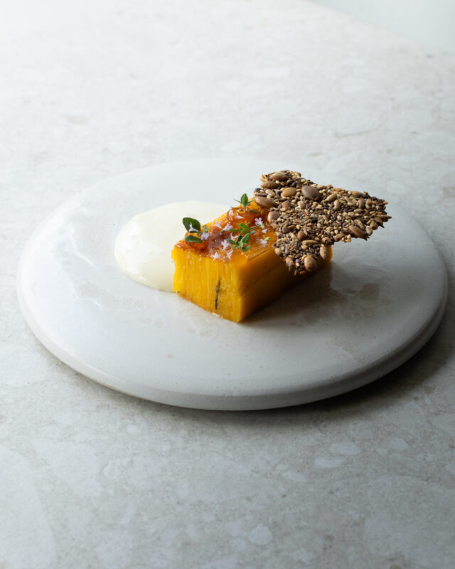 Butternut Squash – ‘Gammel Knas’ from Arla Unika – Seed Cracker  A taste of autumn on a plate, with local ingredients at their best.  Book your table via the link in bio and try it for yourselves ✨